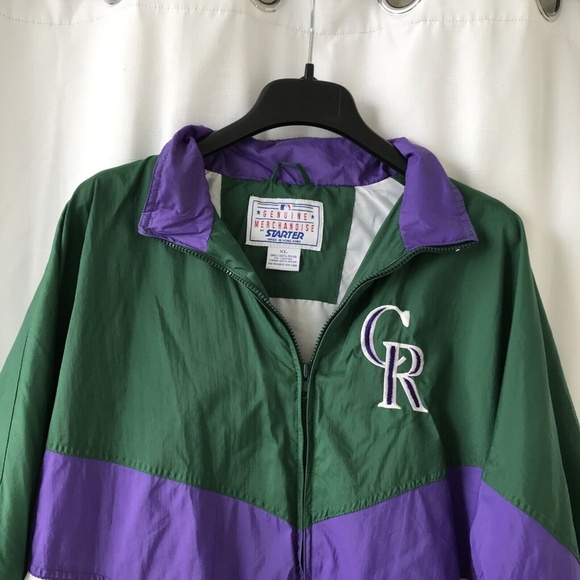 Vintage STARTER Colorado Rockies 1995 Coors Field Staff Windbreaker Jacket Zip - Picture 3 of 14